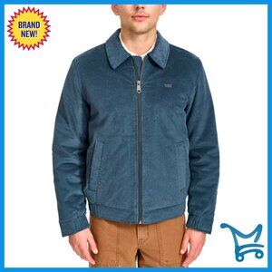 Men's Corduroy Bomber Jacket with Elastic Cuffs and Welt Pockets